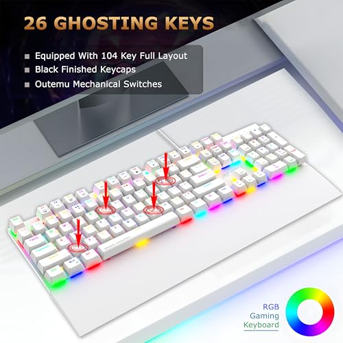 Ant Esports MK4100 RGB Mechanical Gaming Keyboard, Outemu Brown Switches Tactile & Clicky – Chroma RGB – Magnetic Wrist Rest – Double Shot ABS Keycaps, Hot Swappable Switches – Mercury - Image 3