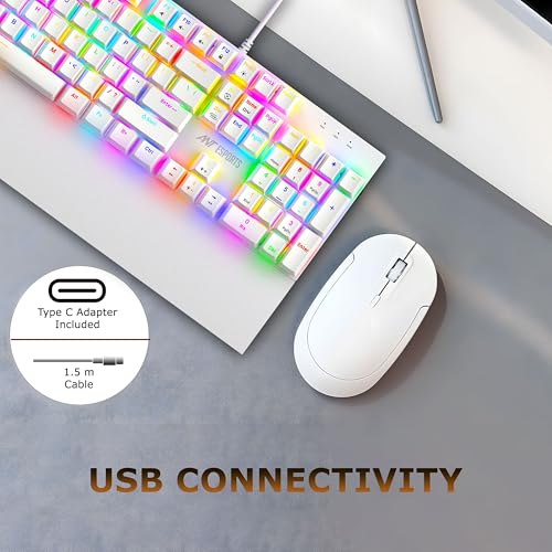 Ant Esports MK4100 RGB Mechanical Gaming Keyboard, Outemu Brown Switches Tactile & Clicky – Chroma RGB – Magnetic Wrist Rest – Double Shot ABS Keycaps, Hot Swappable Switches – Mercury - Image 5