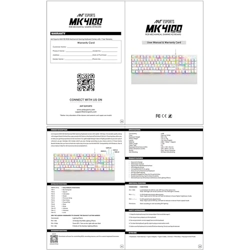 Ant Esports MK4100 RGB Mechanical Gaming Keyboard, Outemu Brown Switches Tactile & Clicky – Chroma RGB – Magnetic Wrist Rest – Double Shot ABS Keycaps, Hot Swappable Switches – Mercury - Image 9