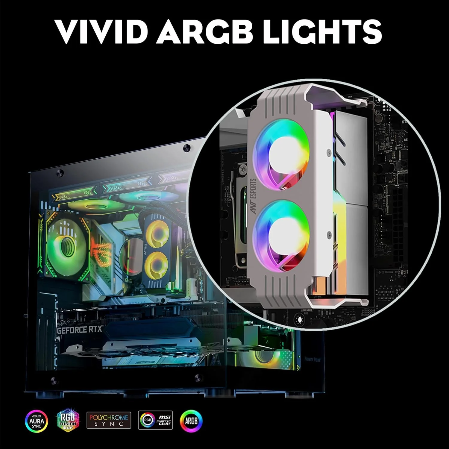 Ant Esports MMR50 RAM Cooler/Radiator Aluminum Heatsink with Dual 50mm 4-Pin PWM & 5V 3-Pin Addressable RGB Cooling Fans for 4 RAM sticks (White) - Image 8