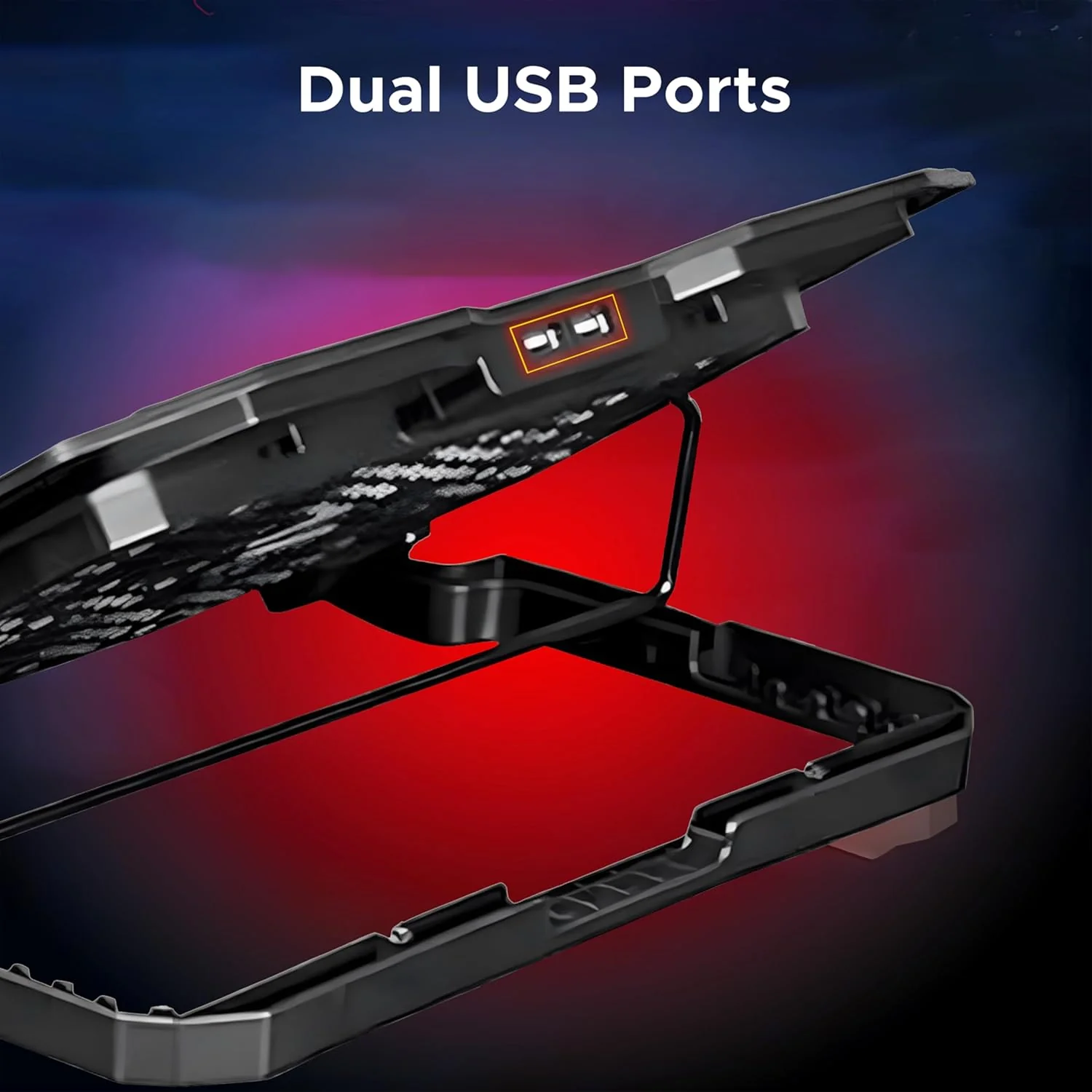 Ant Esports NC190 Laptop Cooling Pad Laptop Cooler with Mobile Holder 1 * 1 125mm and 4 * 1 60mm Quite Red Fans LED Display Laptop Holder 5 Height Adjustable Angle 2USB Ports for Laptop up to 15.6” - Image 4