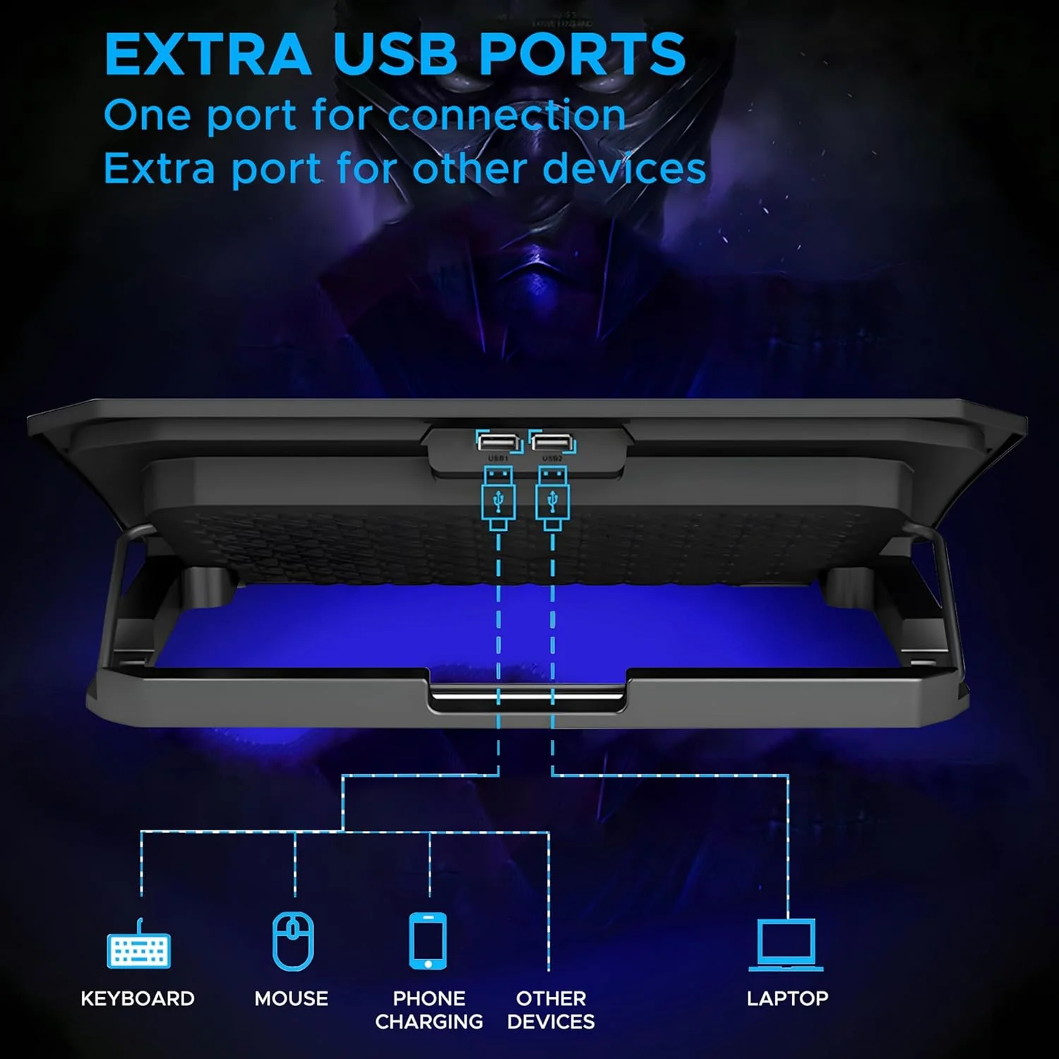 Ant Esports NC210 Gaming Laptop RGB Cooling Pad, 6 Quite Cooling Fans, Dual USB Ports, 5 Height Adjustable, Ergonomic Stand for 10″–15.6″ Laptops – High Airflow Speed Function Notebook Cooler - Image 2