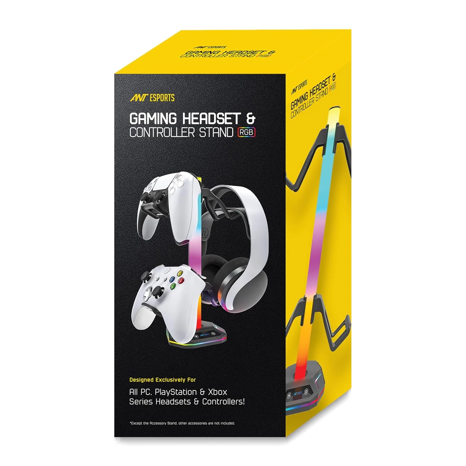 Ant Esports RGB Headset Stand, Gaming Controller Stand with 2 USB Charging Ports,10 Light Modes Headset Holder PC / PS5 / Xbox Gaming Accessories, Suitable for All Headset Black - Image 9