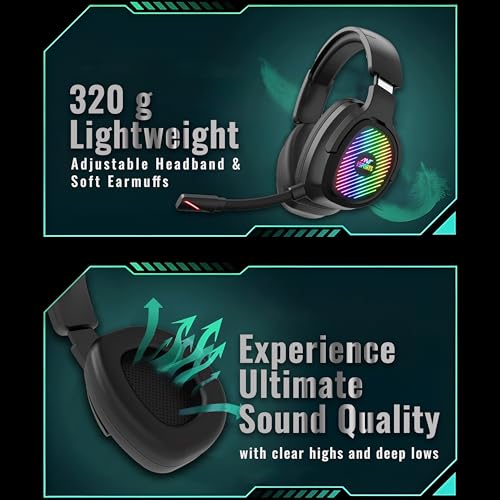 Ant Esports Stealth 10 Wireless Gaming Headset with Noise Cancelling Microphone for PC, PS5, PS4, Mac, 2.4 GHz Wireless & BT 5.4 Gaming Headphones, Cool RGB Lighting, 35Hr Battery, 50mm Drivers-Black - Image 4
