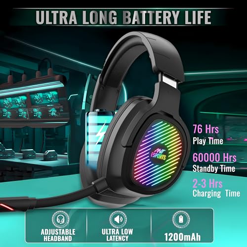 Ant Esports Stealth 10 Wireless Gaming Headset with Noise Cancelling Microphone for PC, PS5, PS4, Mac, 2.4 GHz Wireless & BT 5.4 Gaming Headphones, Cool RGB Lighting, 35Hr Battery, 50mm Drivers-Black - Image 5