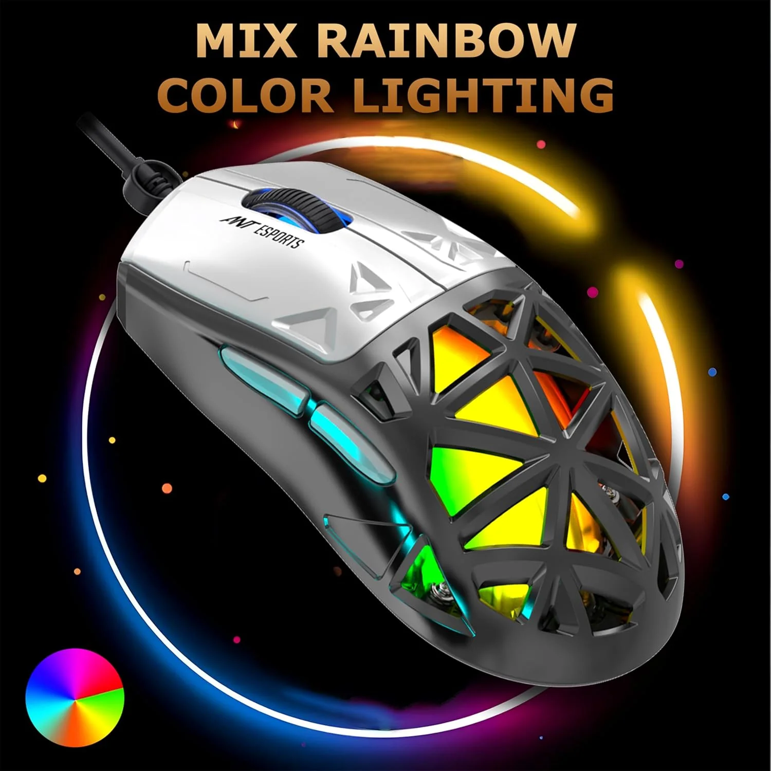Ant Esports Thunder10, 60% Wired Mechanical Gaming Keyboard Mouse Combo, Anti-Ghosting Brown Switch RGB Backlit Keyboard,5 Programable Buttons 3200DPI RGB Weight Honeycomb Mouse PC MAC_Carbon Black - Image 6