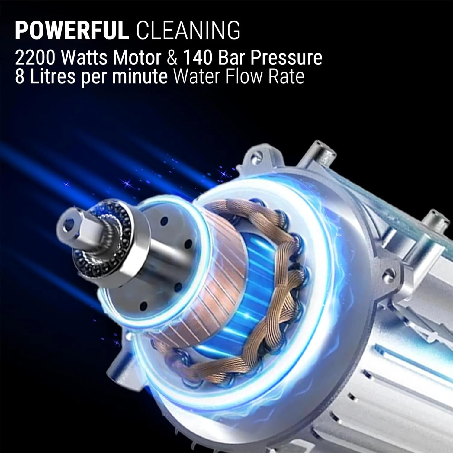 Ant Smart Jet 20 All-in-One Silent High-Pressure Washer, Portable Car Washer, 2200 Watts Motor, 140 Bar, 8L/Min Flow Rate, 8m Outlet Hose Pipe + 6 Essential Accessories for Car Bike and Home Cleaning - Image 5