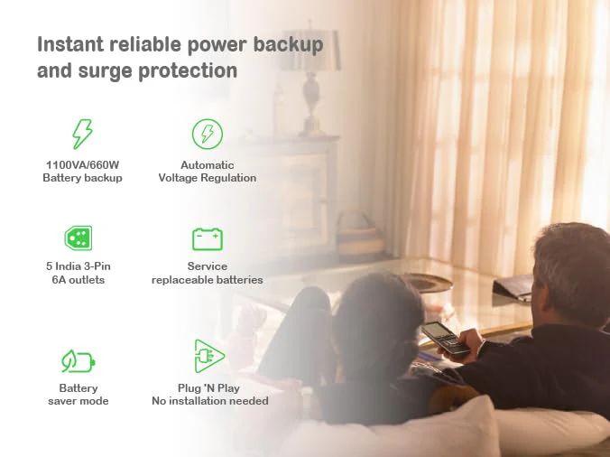 APC Back-UPS BX1100C-IN 1100VA / 660W, 230V, UPS System, An ideal Power Backup & Protection for Home Office, Desktop PC & Home Electronics - Image 2