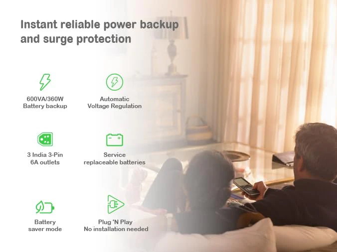 APC Back-UPS BX600C-IN 600VA / 360W, 230V, UPS System, an Ideal Power Backup & Protection for Home Office, Desktop PC & Home Electronics - Image 2