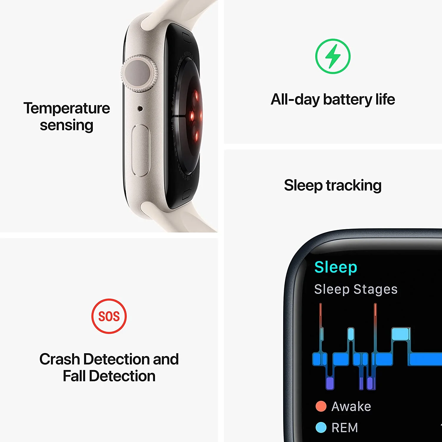 Apple Watch Series 8 Smart Watch with Aluminium Case & Sport Band | 45mm - Image 5