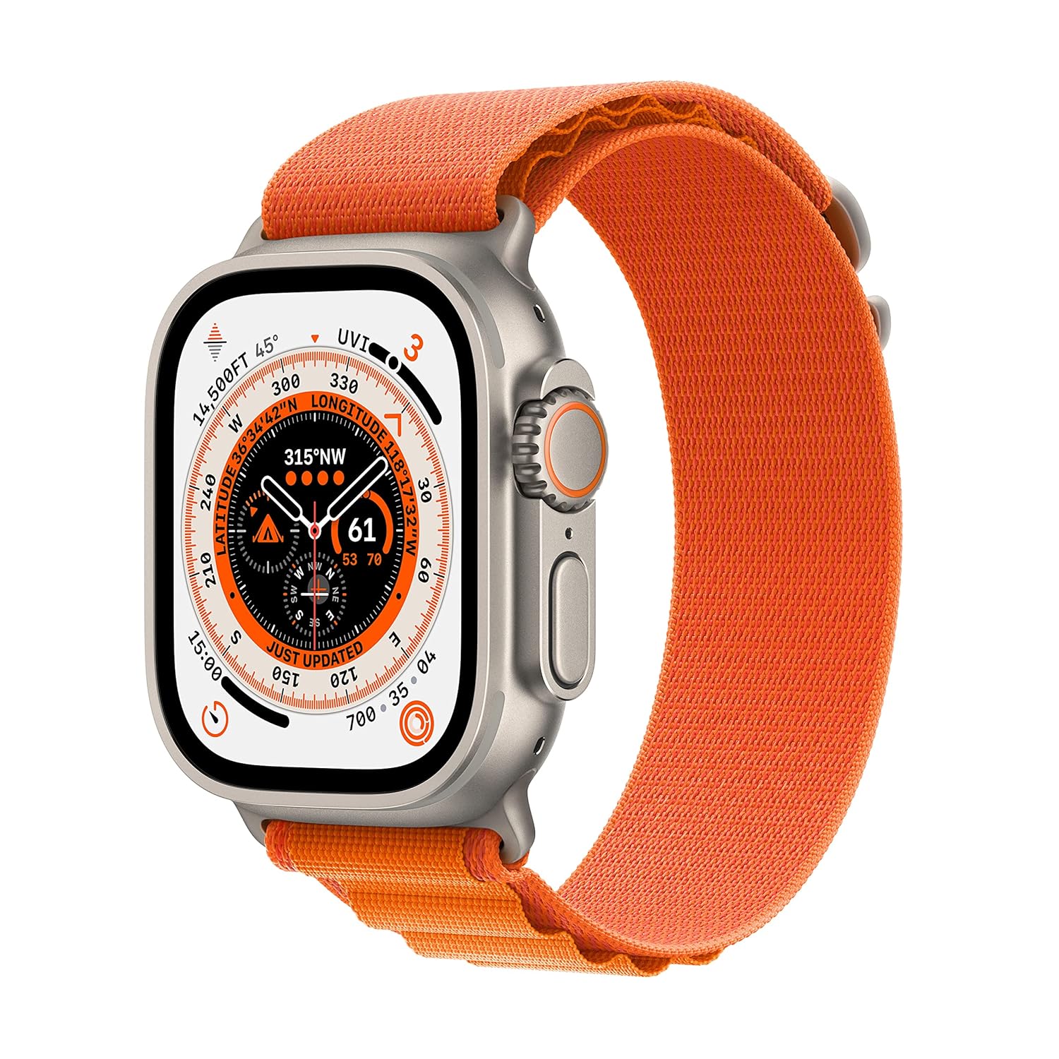 Apple Watch Ultra [GPS + Cellular 49 mm] Smart Watch w/Rugged Titanium Case & Orange Alpine Loop Medium. Fitness Tracker, Precision GPS, Action Button, Extra-Long BatteryLife, Brighter Retina Display