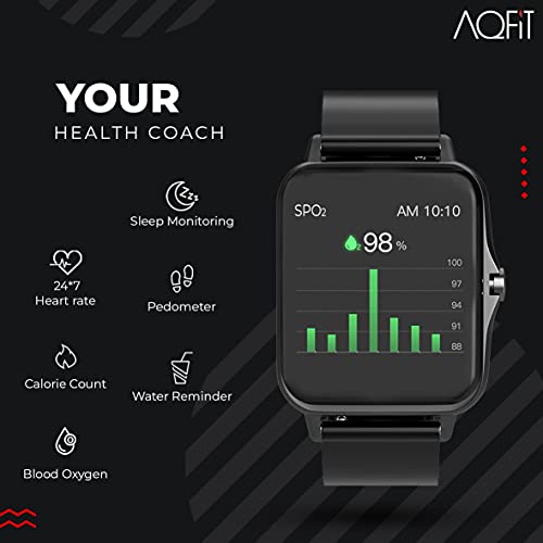 AQFIT W12 Smartwatch IP68 Water Resistant | 1.69” Full Touch Screen Display | Up to 7 Days of Battery Life | Integrated Health Check | 5.0 Bluetooth | for Men and Women(Black) - Image 4