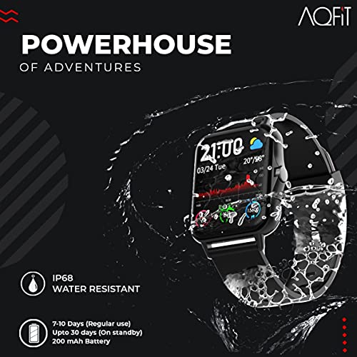 AQFIT W12 Smartwatch IP68 Water Resistant | 1.69” Full Touch Screen Display | Up to 7 Days of Battery Life | Integrated Health Check | 5.0 Bluetooth | for Men and Women(Black) - Image 6