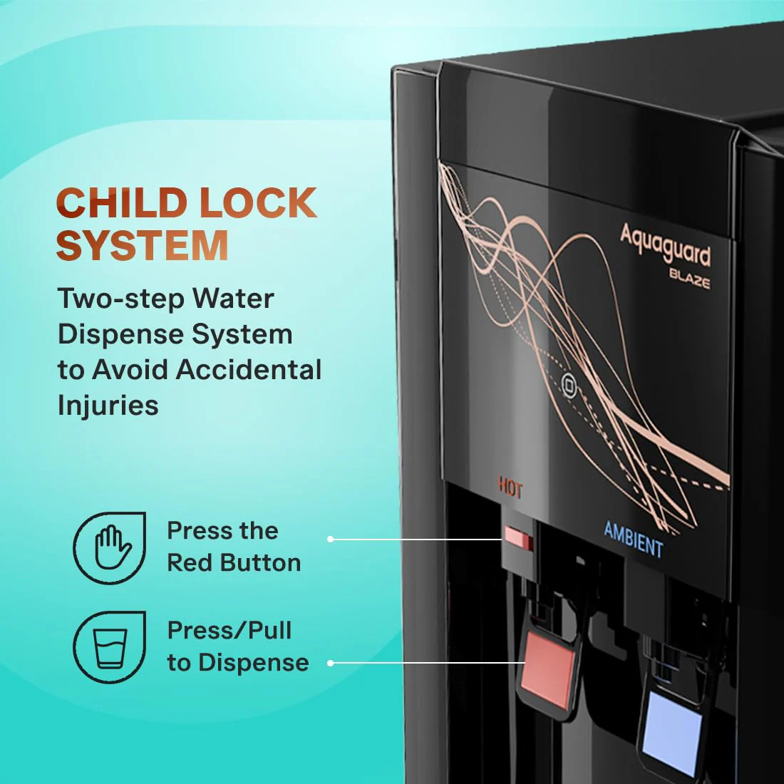Aquaguard Blaze Slim Hot & Ambient RO+UV+Active Copper Tech (FRONT PANEL LOCK BROKEN) - Image 3