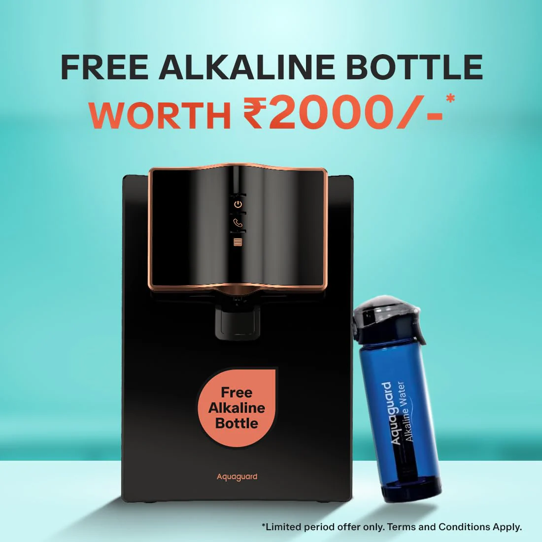 Aquaguard Marvel NXT Active Copper RO+UV+UF + 1 Free Alkaline Bottle | Up to 60% Water Savings | 10-Stage RO Water Purifier | Suitable for all Water Sources - Image 3