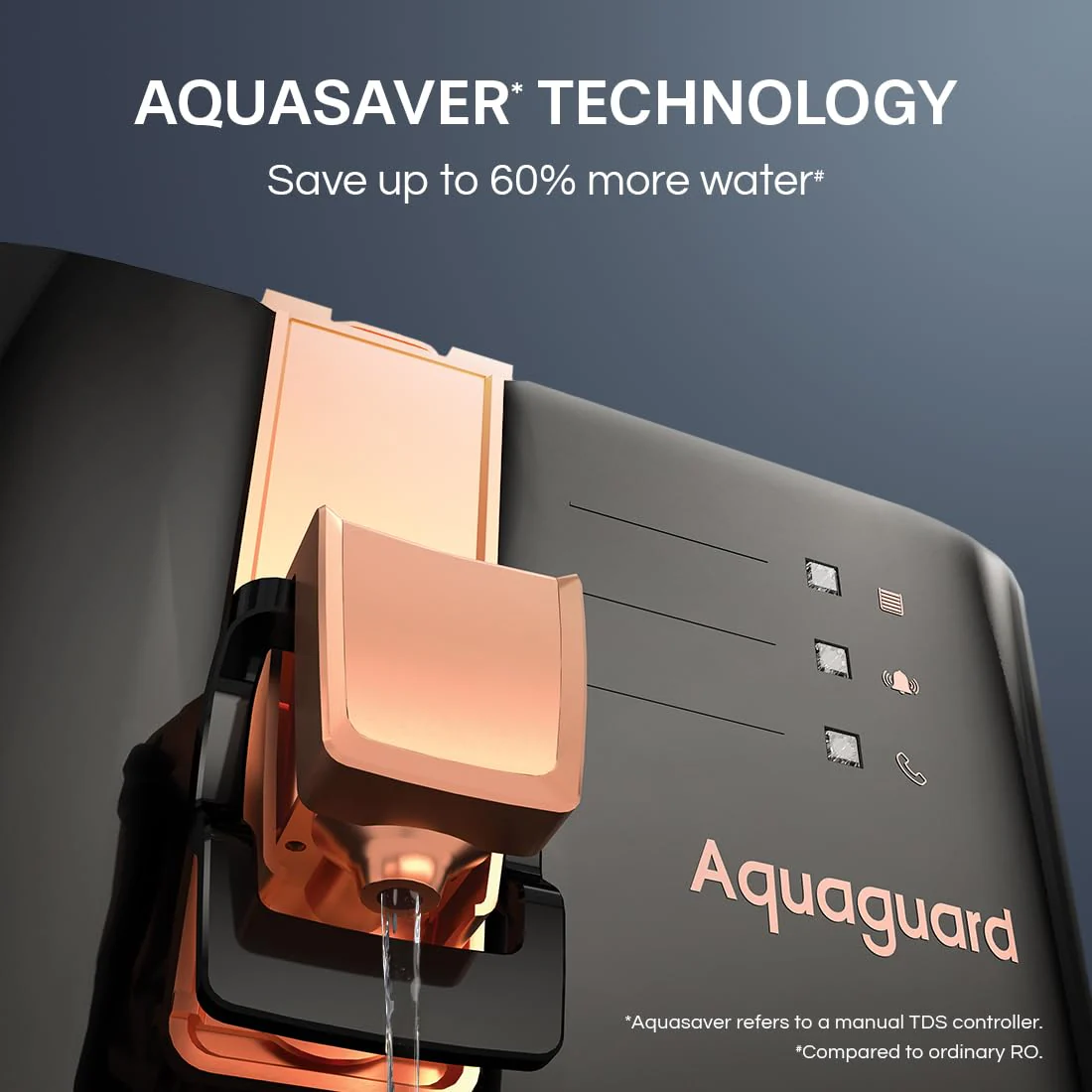 Aquaguard Ritz Stainless Steel Tank, 9-Stage RO+UV+Active Copper Tech Purifier | Up to 60% Water Savings | Suitable for Tanker, Borewell & Municipal Water - Image 3
