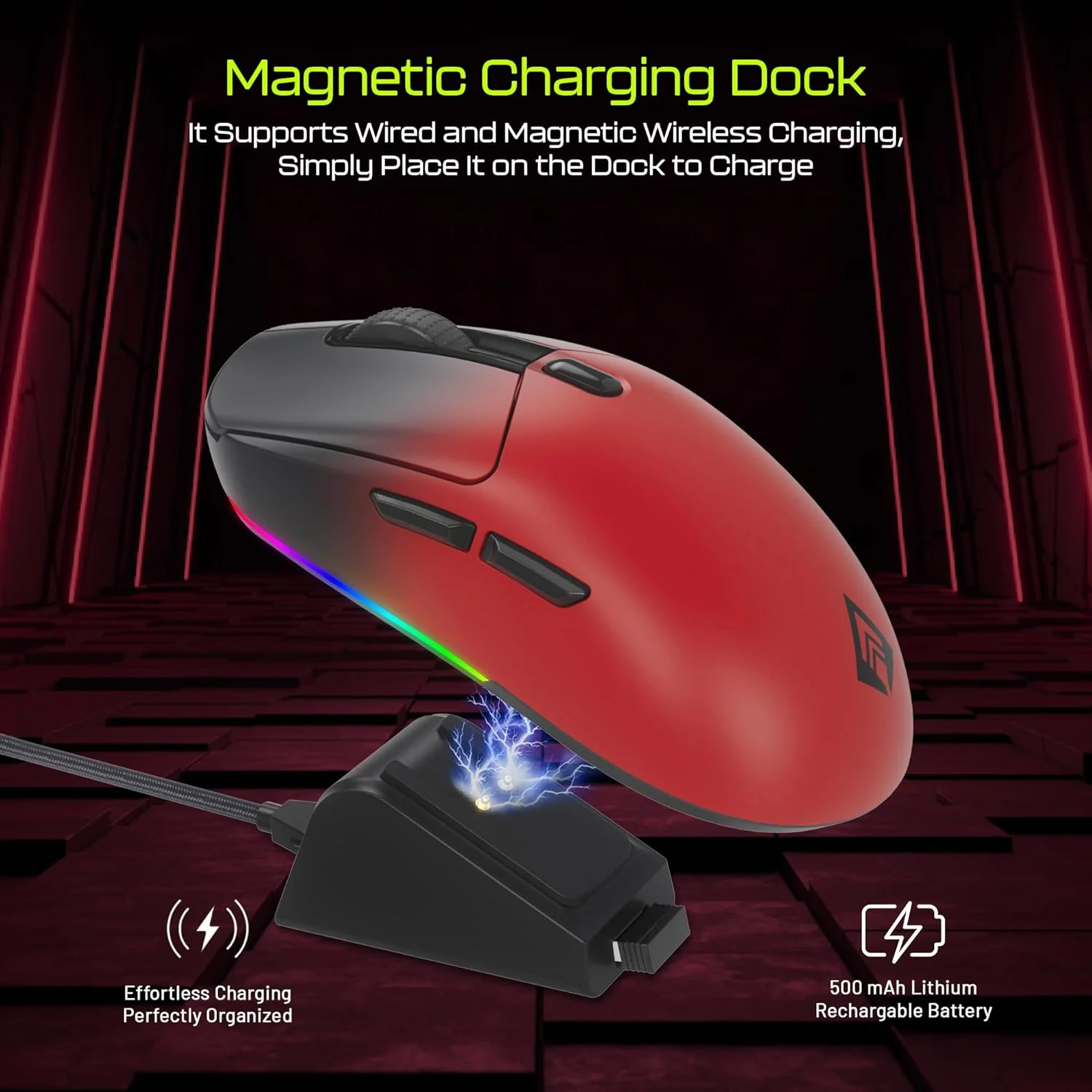 Archer Tech Lab Bluetooth Wireless Gaming Mouse (BT 5.3/2.4GHz/ Wired) PixArt PAW3311 Sensor, 22000 DPI~1000Hz Precise Tracking, 8 RGB/ 7 Programmable Buttons, Charging Dock, for PC Laptop Mac(Quest) - Image 7