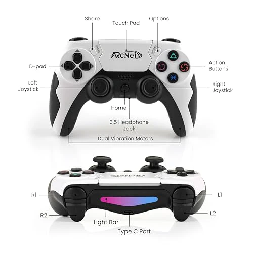 ARcNet Dualshock Wireless Controller Game Switch For PS 4 With 3.5 mm Headset Port & 6 Axis Gyro Sensor Wireless USB Controller Compatible for PS 4 Slim/PRO/Fat With Built in Speaker - Image 2