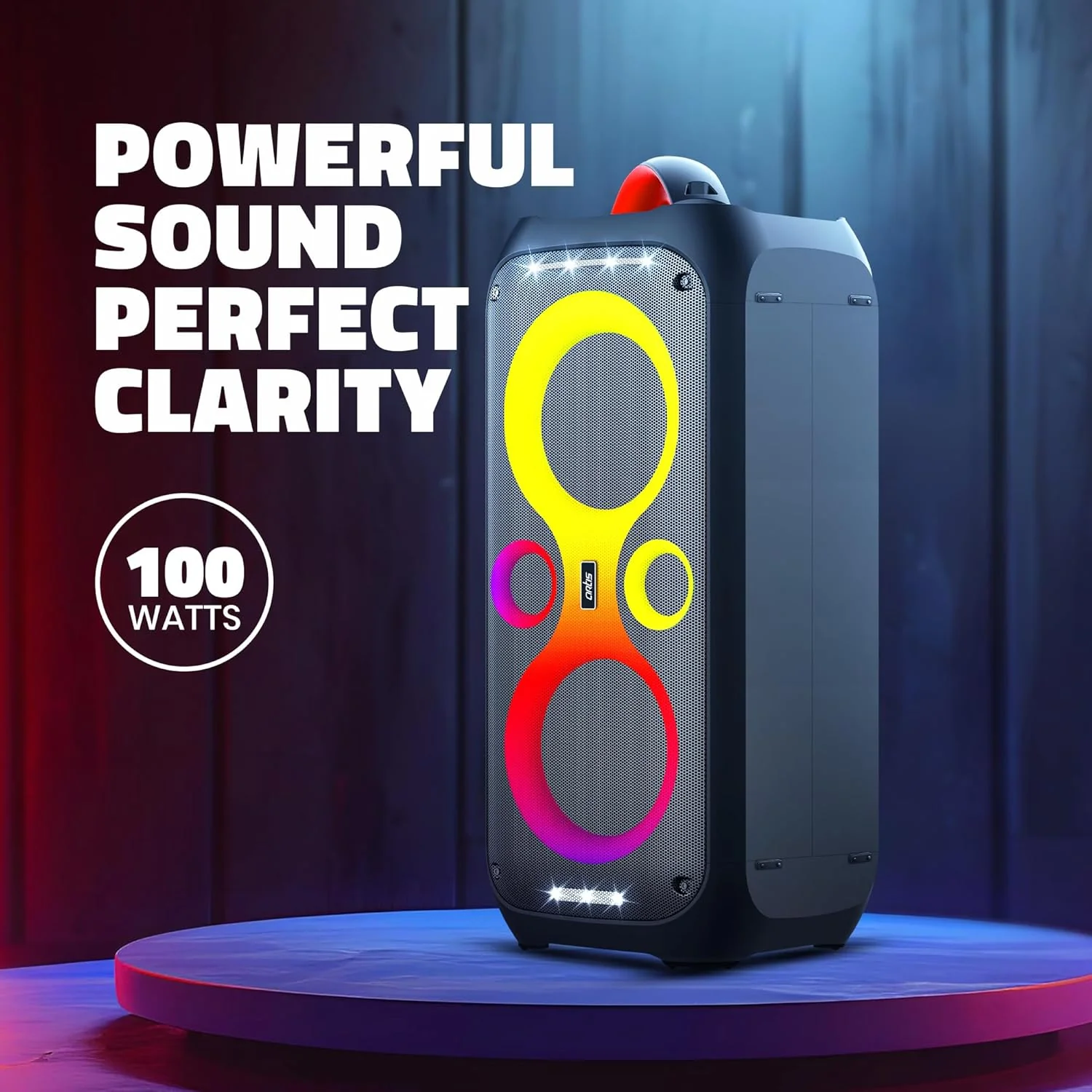 Artis SoundPro 500 Portable Bluetooth Party Speaker with TWS/USB/TF Card/AUX Input/Guitar Input/Wireless Mic & Wireless Remote (Black) (100W RMS Output) - Image 2