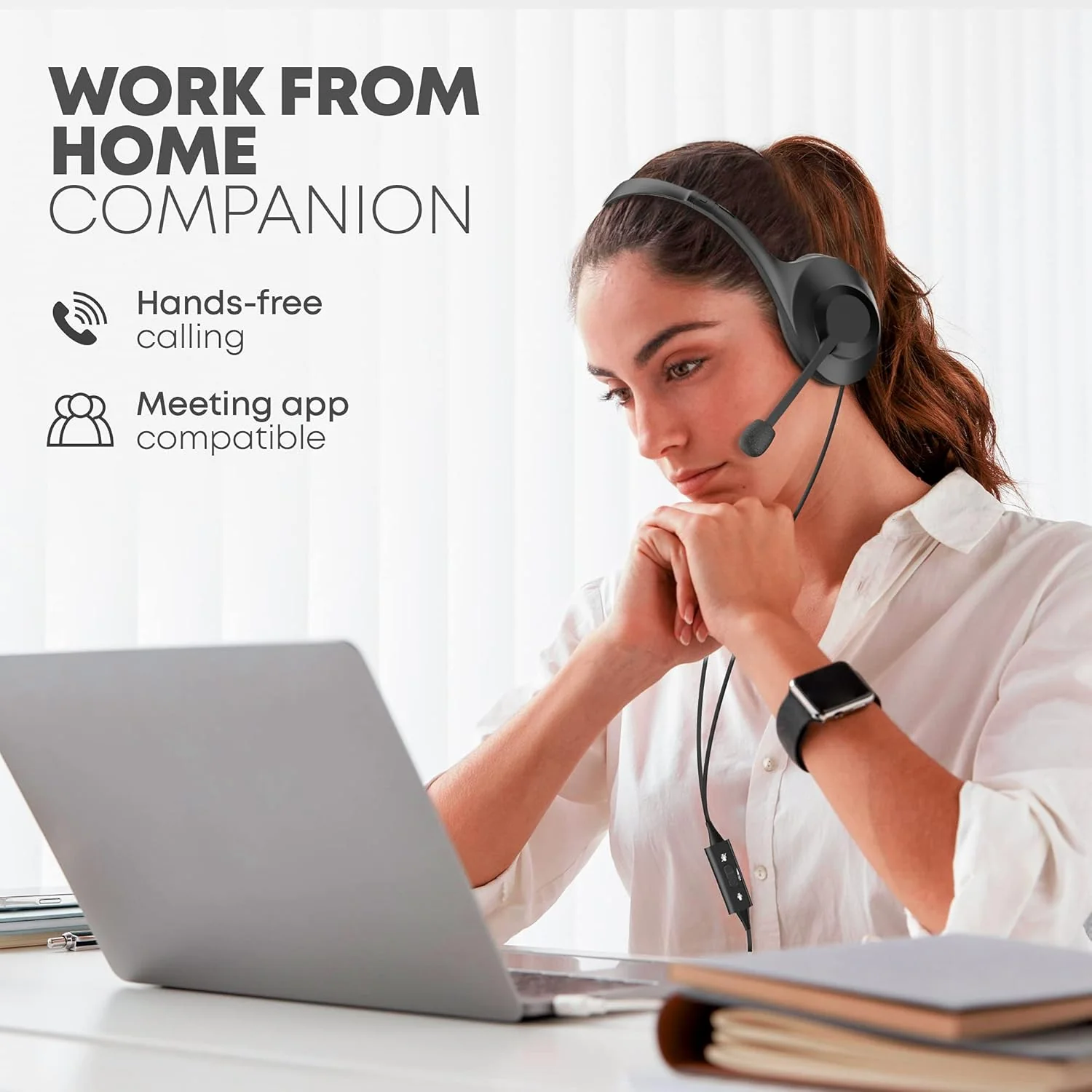 Audio-Technica USB Headset with 30mm Drivers, Condenser Mic, USB-A/Type-C Connectivity – 20–20,000 Hz Headphone Response, 16-Bit/48 kHz, Compatible with Windows & macOS - Image 3