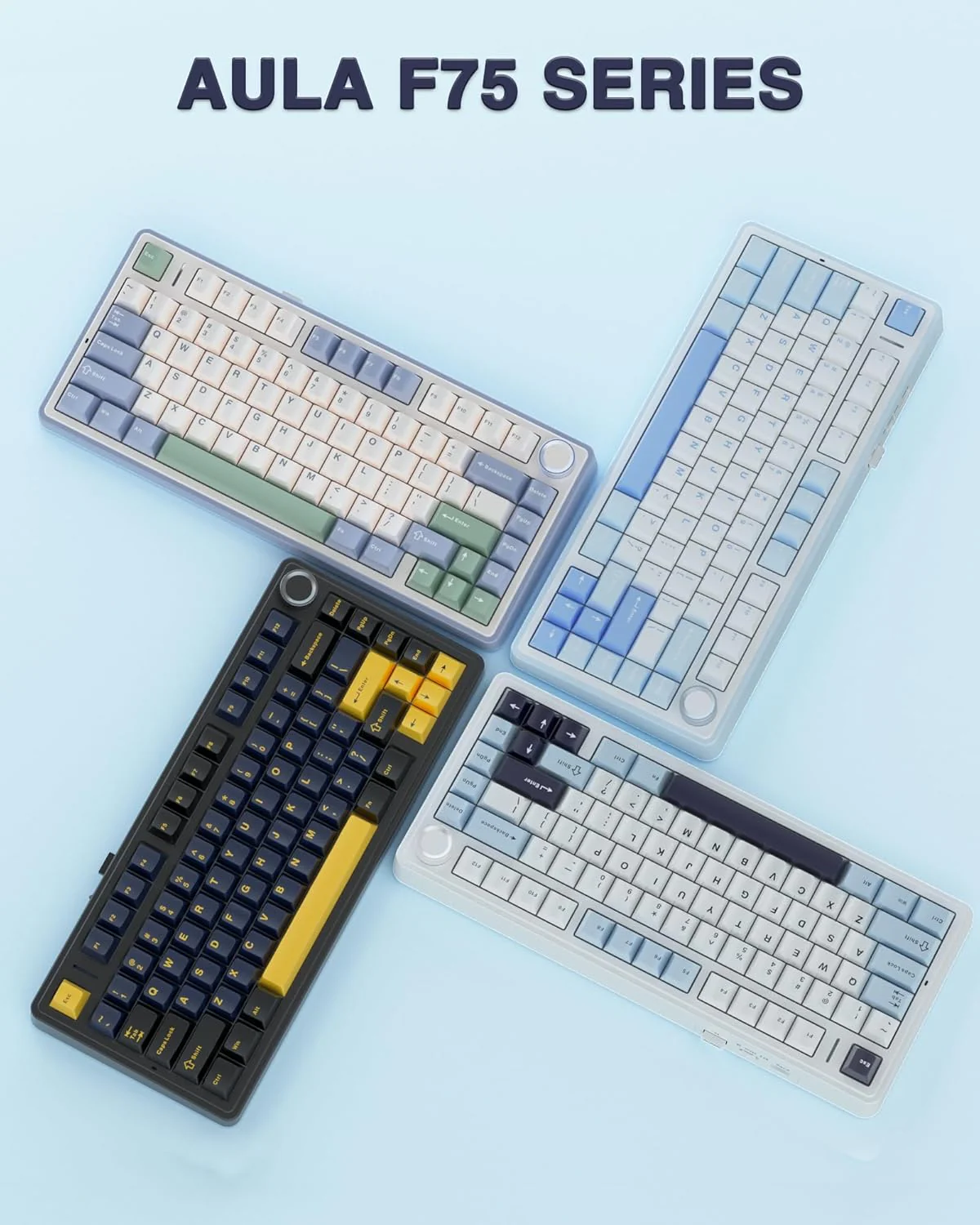 Aula F75 75% Wireless Mechanical Keyboard | Hot Swappable | Pre-lubed Linear Switches | RGB Backlit | 2.4GHz/Type-C/Bluetooth Gaming Keyboard (Reaper Switch) - Image 9