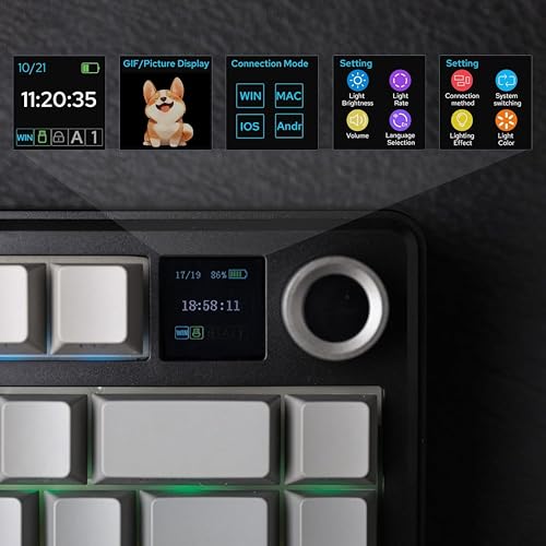 Aula F75 MAX Side-Engraved Keycaps 3 in 1 Mechanical Gaming Keyboard in 75% Layout with TFT Screen and Knob, Hot Swappable, RGB Backlight, for PC/Mac/Linux | Gradient Gray, Reaper Switch (F75MaxGrR) - Image 4