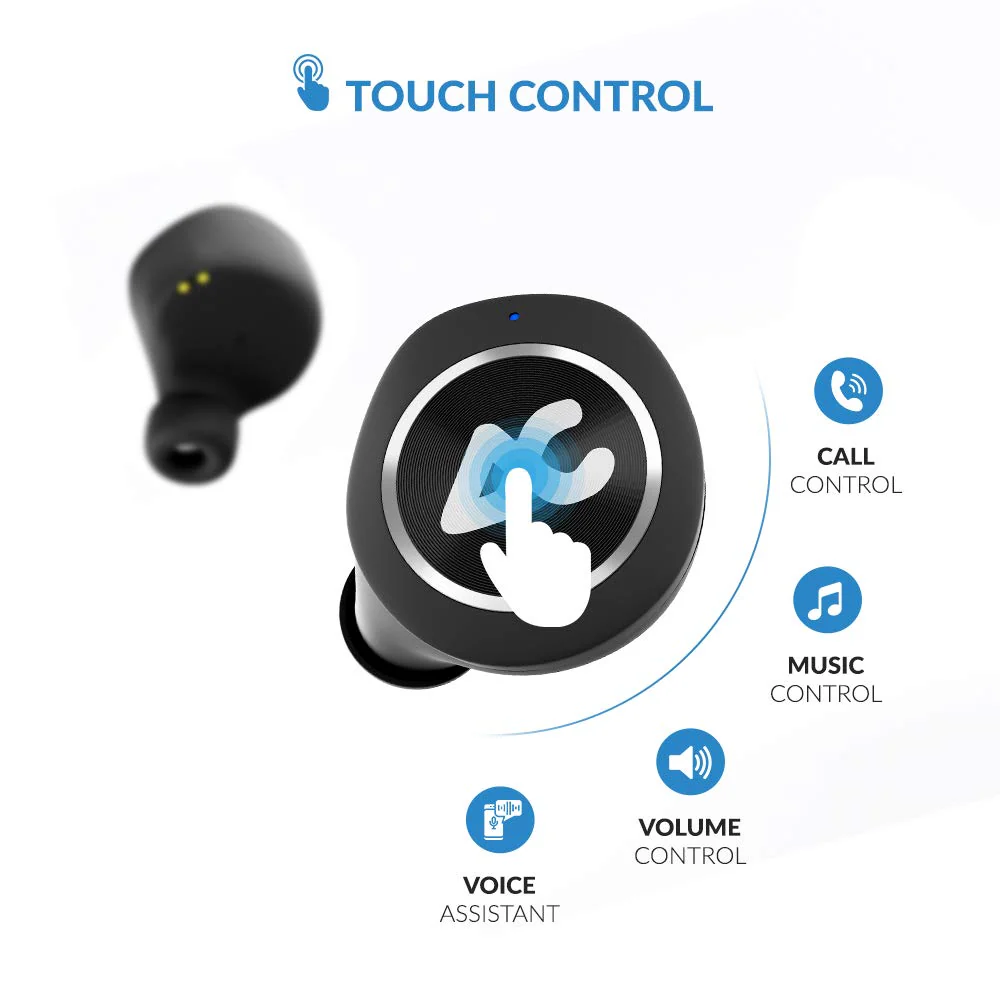 Auxtron AirBolt 505 True Wireless (TWS) Earbuds - Bluetooth 5.0, Full Touch Earphones, IPX5 Water Resistant, HD Stereo Sound, High Bass, InBuilt MIC, Upto 36 Hours Playtime with Charging Case (Green + Black) - Image 5