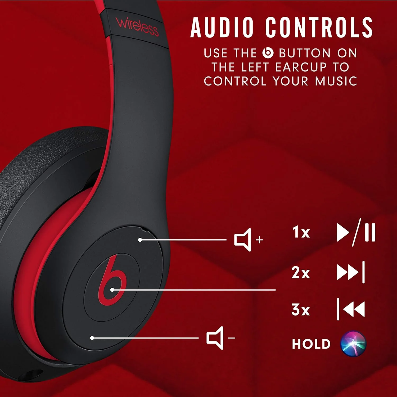 Beats Studio3 Bluetooth Headphones Decade Collection -Noise Canceling (Red/Blk) - Image 7