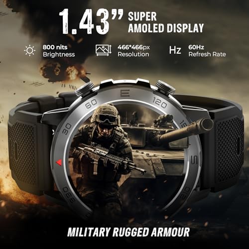 beatXP Duke Rugged 1.43” Round Super AMOLED Bluetooth Calling Smart Watch, Functional Crown, 466 * 466px, 60Hz Refresh Rate, AI Voice Assistance, 100+ Sports Modes, 24/7 Health Monitoring (Black) - Image 2