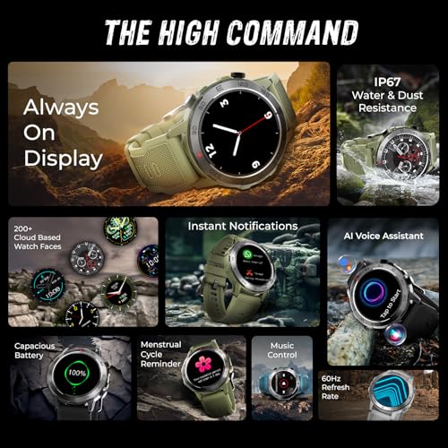 beatXP Duke Rugged 1.43” Round Super AMOLED Bluetooth Calling Smart Watch, Functional Crown, 466 * 466px, 60Hz Refresh Rate, AI Voice Assistance, 100+ Sports Modes, 24/7 Health Monitoring (Black) - Image 7