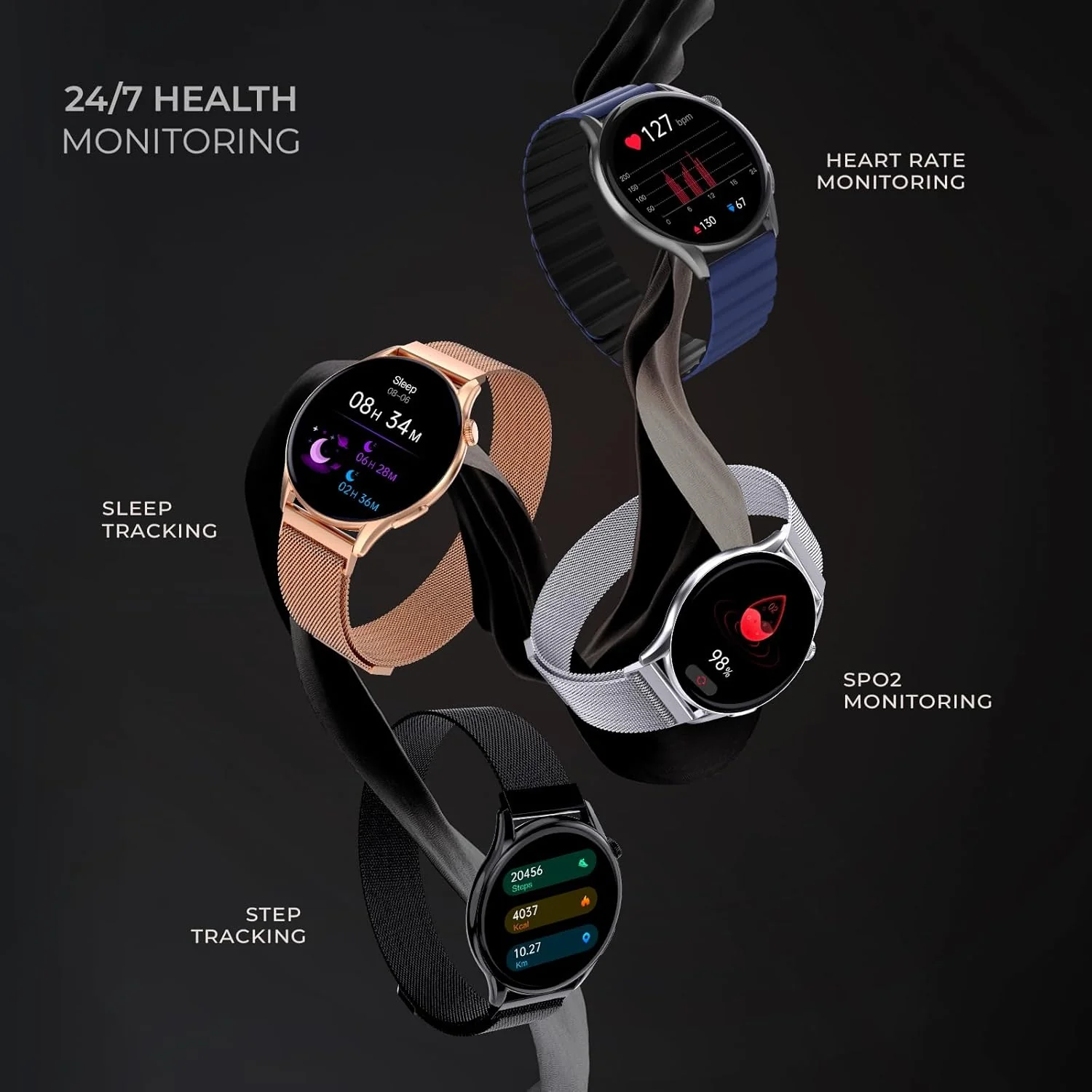 beatXP Evoke 1.43” Super Retina AMOLED Display Bluetooth Calling Smart Watch, 466 * 466px, 1000 Nits, 60Hz Refresh Rate, 100+ Sports Modes - Image 4