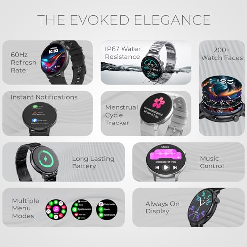 beatXP Evoke Neo 1.43” Super AMOLED Display Bluetooth Calling Smart Watch, 466 * 466px, 800 Nits, 60Hz Refresh Rate, 100+ Sports Modes, 24/7 Health Tracking, AI Voice Assistant, IP67 - Image 8