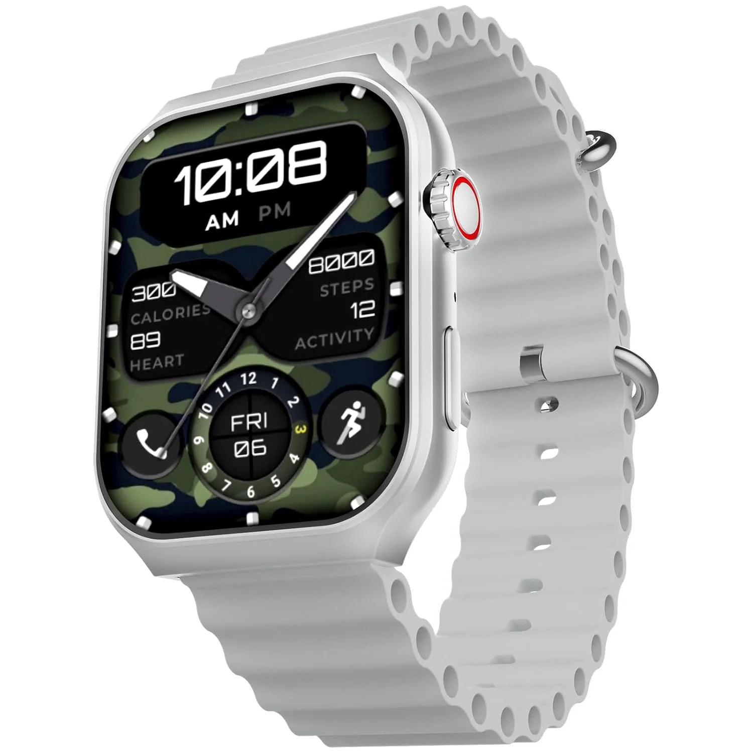 beatxp Marv Ultra 2.01 HD Bluetooth Calling Smart Watch, Metal Body, Rotary Crown, 500 Nits, Health Tracking, Wireless Charging (Ice Silver)