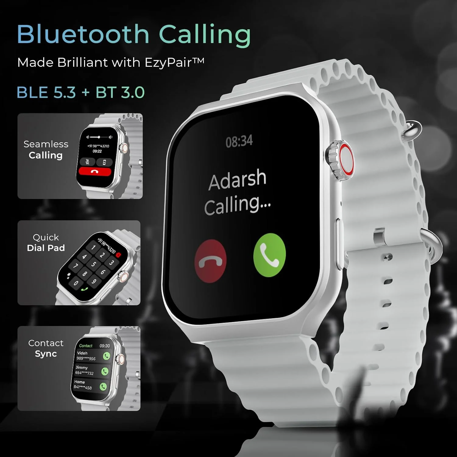 beatxp Marv Ultra 2.01 HD Bluetooth Calling Smart Watch, Metal Body, Rotary Crown, 500 Nits, Health Tracking, Wireless Charging (Ice Silver) - Image 3