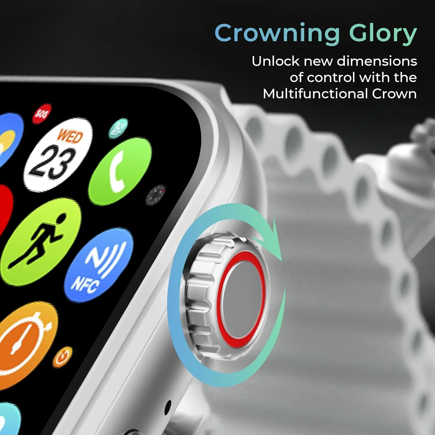 beatxp Marv Ultra 2.01 HD Bluetooth Calling Smart Watch, Metal Body, Rotary Crown, 500 Nits, Health Tracking, Wireless Charging (Ice Silver) - Image 4