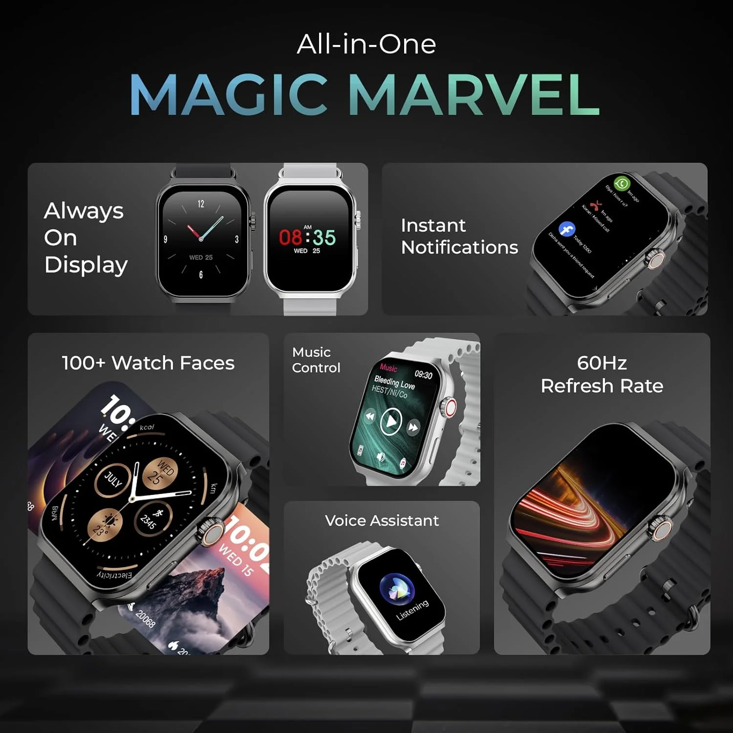 beatxp Marv Ultra 2.01 HD Bluetooth Calling Smart Watch, Metal Body, Rotary Crown, 500 Nits, Health Tracking, Wireless Charging (Ice Silver) - Image 9