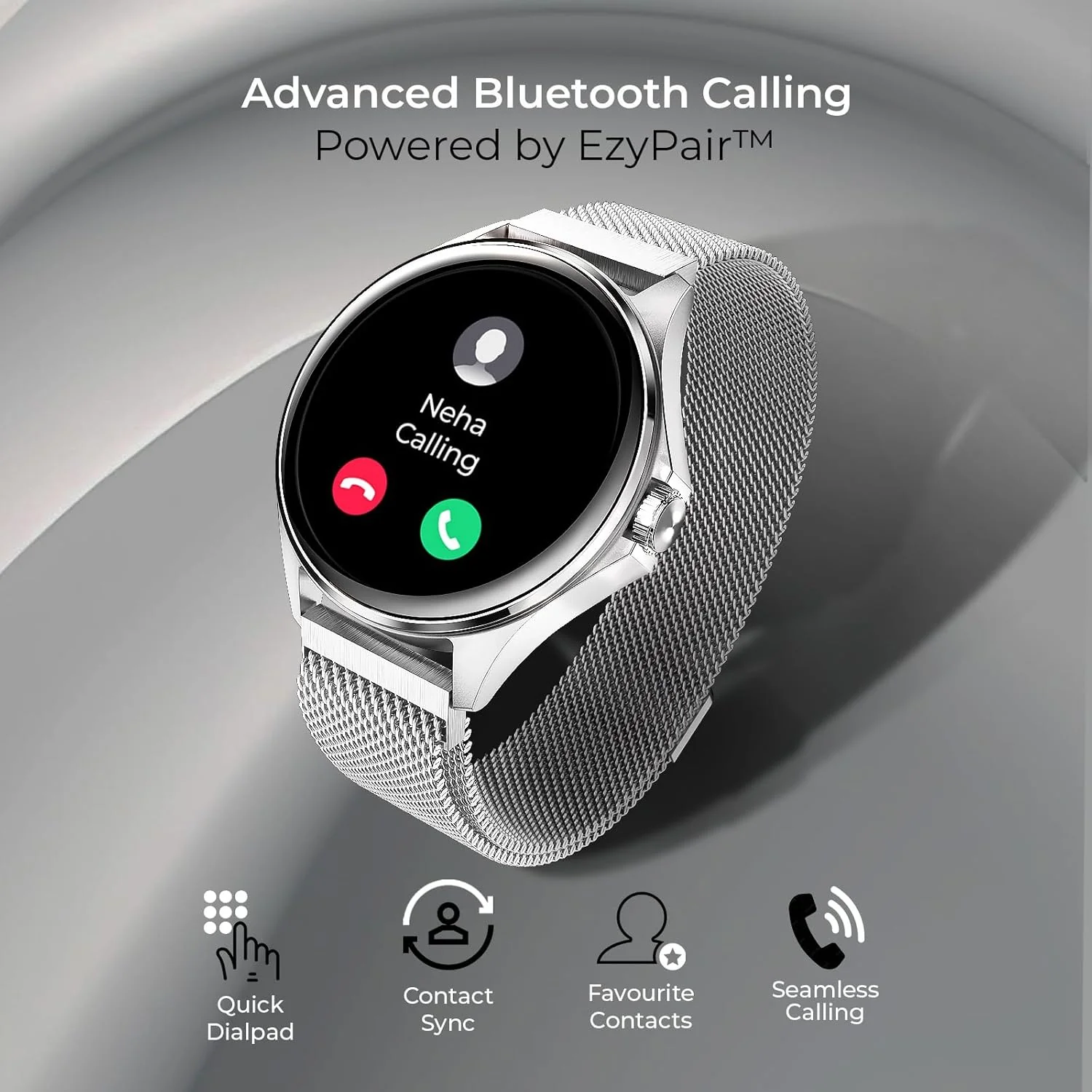 beatXP Nuke 1.32” Super AMOLED Display Bluetooth Calling Smart Watch, 466 * 466px, Metal Body, 500 Nits, 60Hz Refresh Rate, 100+ Sports Modes, 24/7 Health Tracking, IP67 (Silver with Metal Magnetic) - Image 3