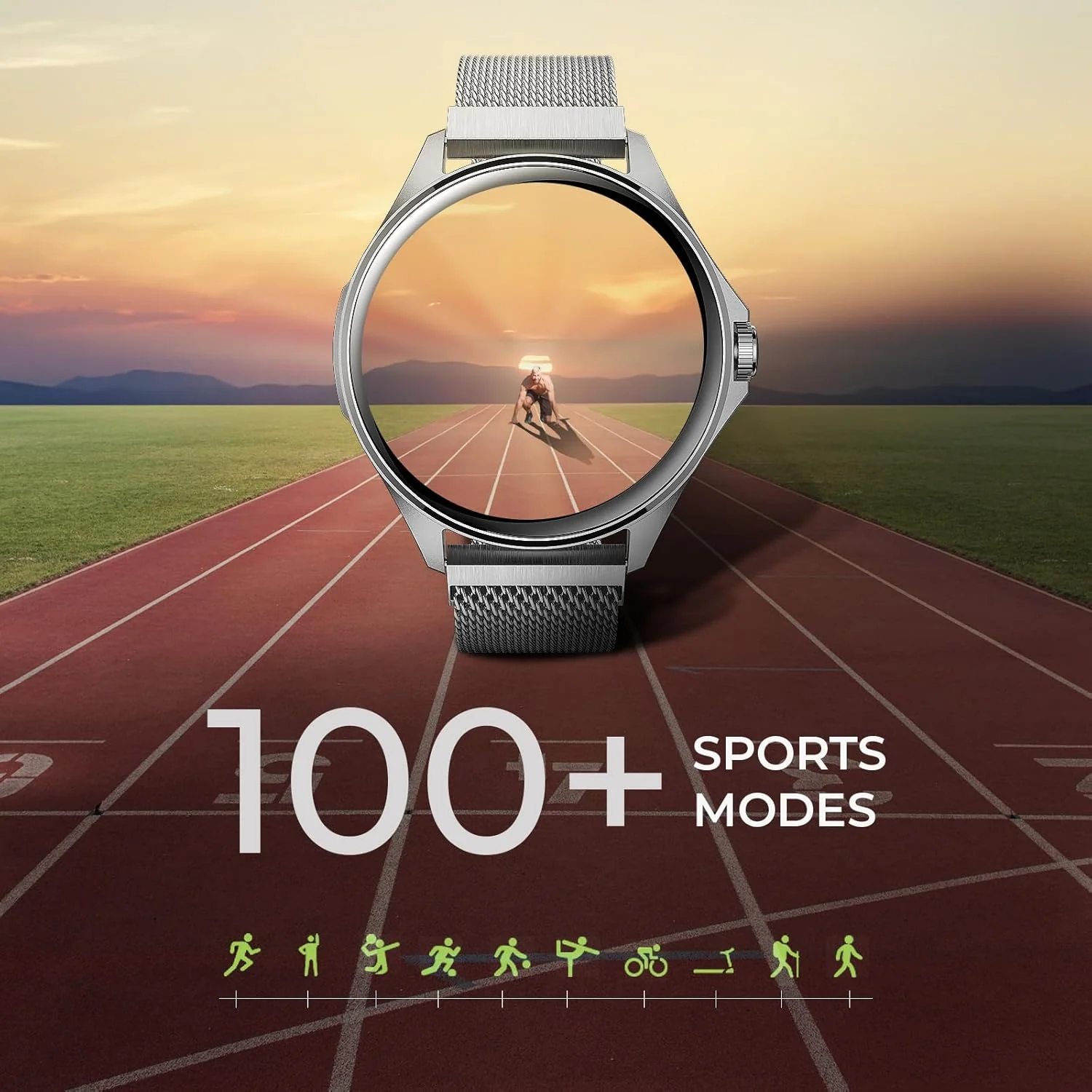 beatXP Nuke 1.32” Super AMOLED Display Bluetooth Calling Smart Watch, 466 * 466px, Metal Body, 500 Nits, 60Hz Refresh Rate, 100+ Sports Modes, 24/7 Health Tracking, IP67 (Silver with Metal Magnetic) - Image 6