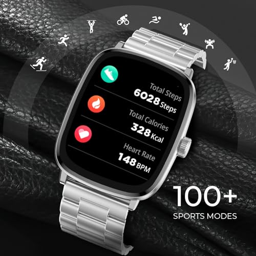 beatXP Unbound Era 2.01" Super AMOLED Display Bluetooth Calling Smart Watch, Metal Body, Rotary Crown, 410 * 502px, 1000 Nits, 60Hz Refresh Rate, 100+ Sports Modes (Silver Metal) - Image 6