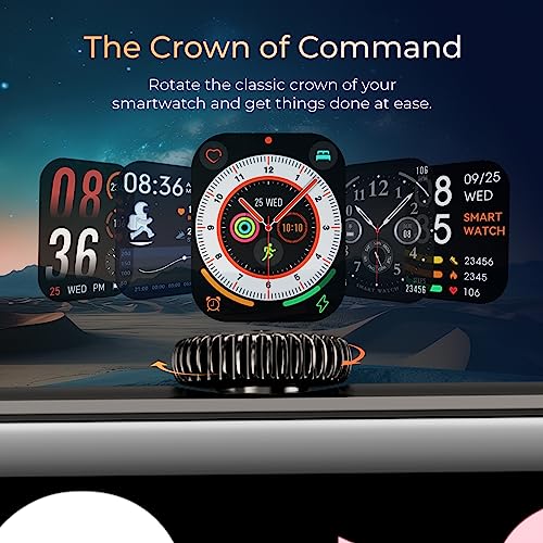 beatXP Unbound Nova 1.96” AMOLED Bluetooth Calling Smart Watch, Rotary Crown, 410 * 502 px, 500 Nits, 60Hz Refresh Rate, Always On Display, 100+ Sports Modes, 24x7 Health Monitoring, IP68 (Black) - Image 4