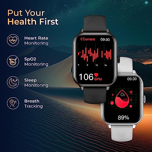 beatXP Unbound Nova 1.96” AMOLED Bluetooth Calling Smart Watch, Rotary Crown, 410 * 502 px, 500 Nits, 60Hz Refresh Rate, Always On Display, 100+ Sports Modes, 24x7 Health Monitoring, IP68 (Black) - Image 5