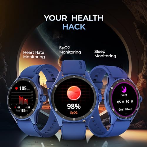 beatXP Vega Neo 1.43" (3.6 cm) Super AMOLED Display, One-Tap Bluetooth Calling Smart Watch, Metal Body, 466 * 466px, 500 Nits Brightness (Blue) - Image 6