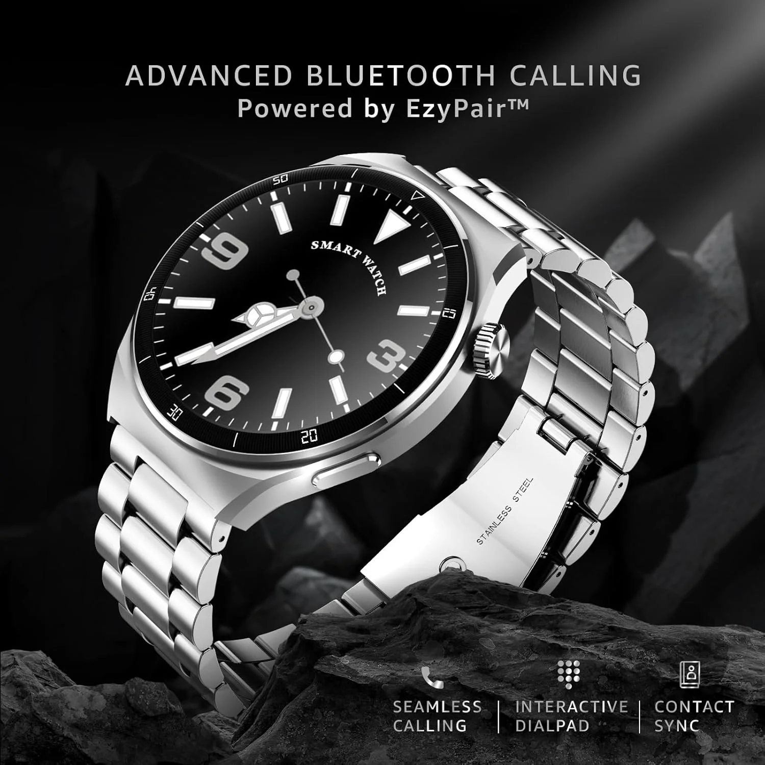 beatXP Vega X 1.43" (3.6 cm) Super AMOLED Display, One-Tap Bluetooth Calling Smart Watch, Metal Body, Rotary Crown, 466 * 466px, 500 Nits Brightness (Electric Black) - Image 2