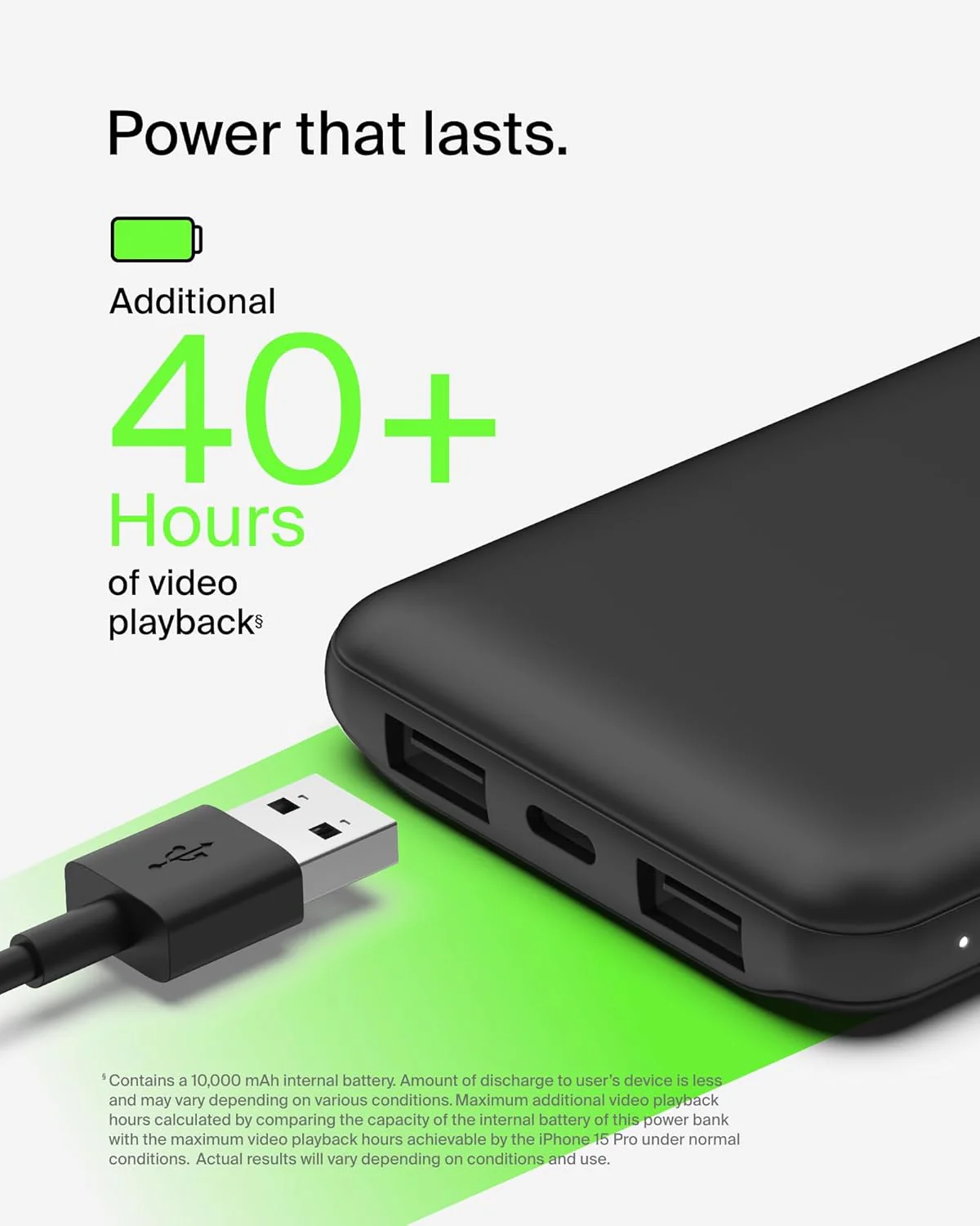 Belkin 10000 mAh Power Bank | Super Fast Charging | USB-C PD Port | 15W Charging for iPhone Series (16, 16 Pro Max), Samsung Galaxy, Google Pixel & More | 2 Years Warranty | Black - Image 6