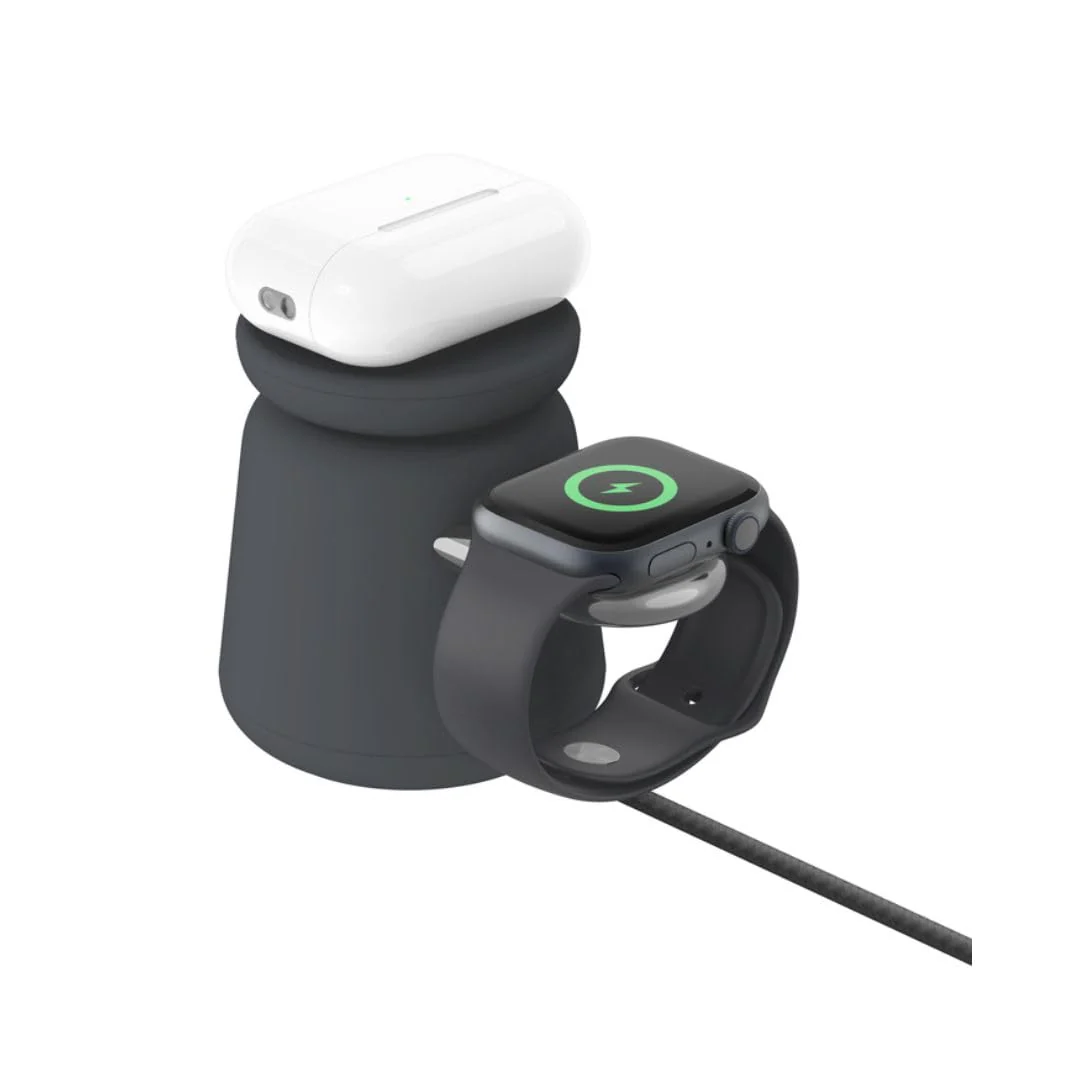 Belkin 2-in-1 Wireless MagSafe 15W Fast Charging Dock | Compatible with iPhone 16, 15, 14, 13, and 12 Series, AirPods, and Other MagSafe Enabled Devices | Charcoal - Image 3