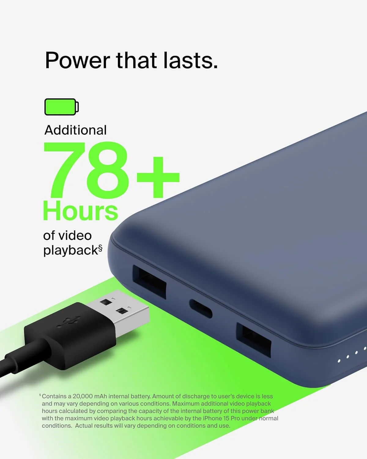 Belkin 20000 mAh 20W Power Bank | Super Fast Charging | USB-C PD Port | Fast Charging for iPhone 17, Air, Pro, Pro Max, AirPods, Samsung Galaxy S25, Google Pixel 10 & More | 2 Years Warranty - Image 6