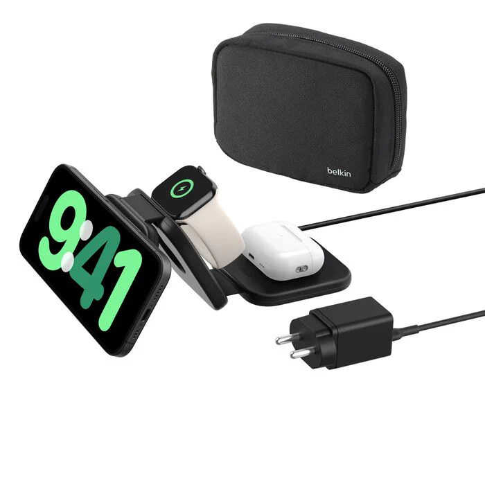 Belkin 3-in-1 Magnetic Wireless Charging Travel Pad with Qi2 15W - Image 3