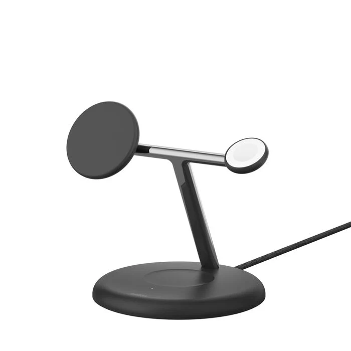 Belkin MagSafe 3-in-1 Qi2 Wireless Charger Stand 15W | Fast Charging iPhone Charger for iPhone 16, 15, 14 & 13 Series, AirPods, & Apple Watch | 36W Charger Included | Black - Image 2