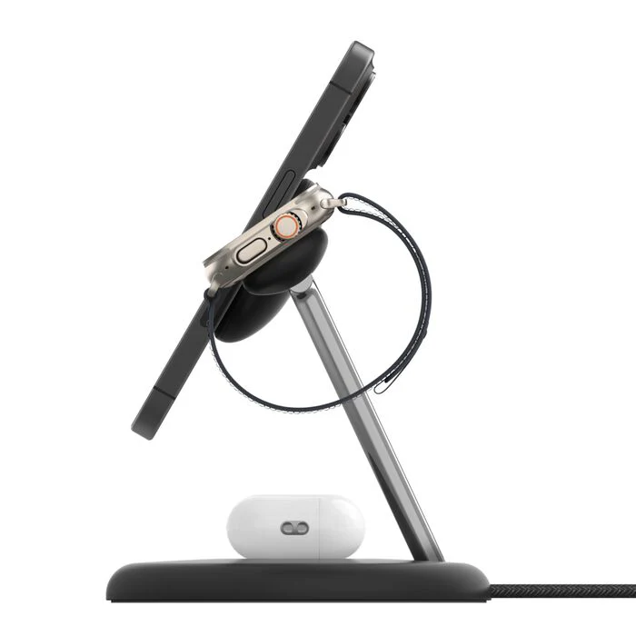 Belkin MagSafe 3-in-1 Qi2 Wireless Charger Stand 15W | Fast Charging iPhone Charger for iPhone 16, 15, 14 & 13 Series, AirPods, & Apple Watch | 36W Charger Included | Black - Image 4