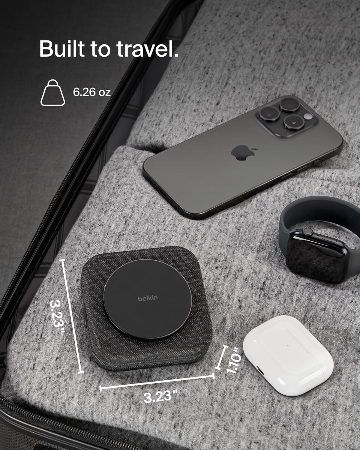 Belkin Magsafe Charger Compatible 2-in-1 Magnetic Charging Travel Pad 15W-Boostcharge Pro Foldable Qi2-Certified Wireless Charger,Magsafe-Compatible Charger for iPhone 15,Apple Watch 9,Airpods,Black - Image 3